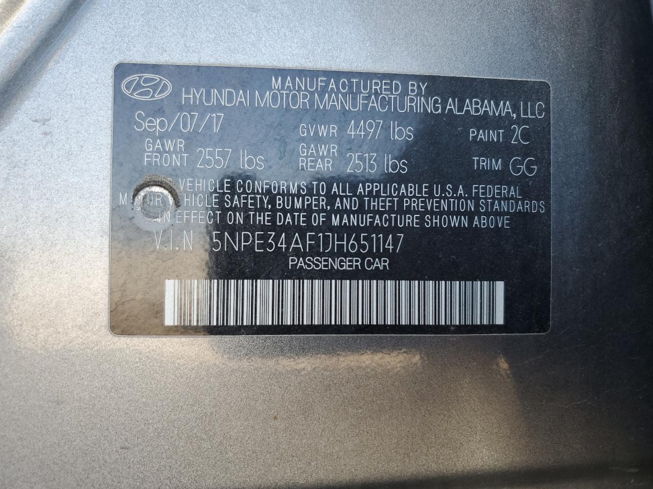 5NPE34AF1JH651147 2018 Hyundai Sonata Sport