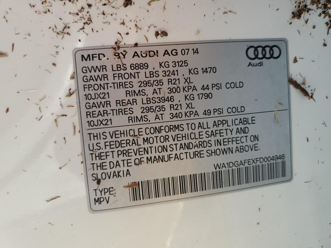 WA1DGAFEXFD004946 2015 Audi Q7 Prestige