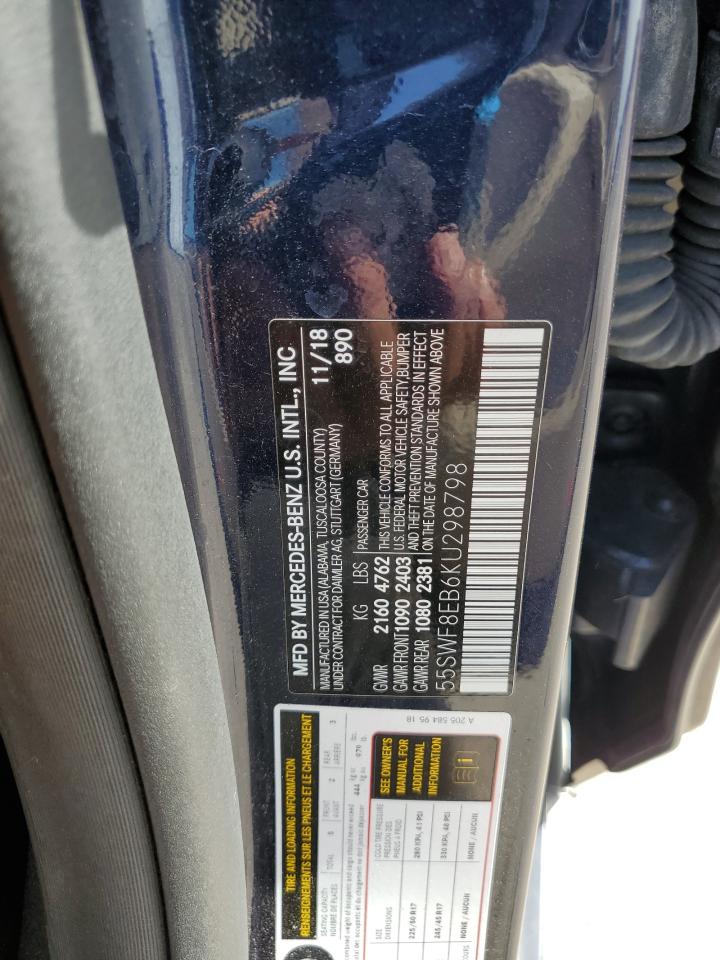 2019 Mercedes-Benz C 300 4Matic VIN: 55SWF8EB6KU298798 Lot: 78469564