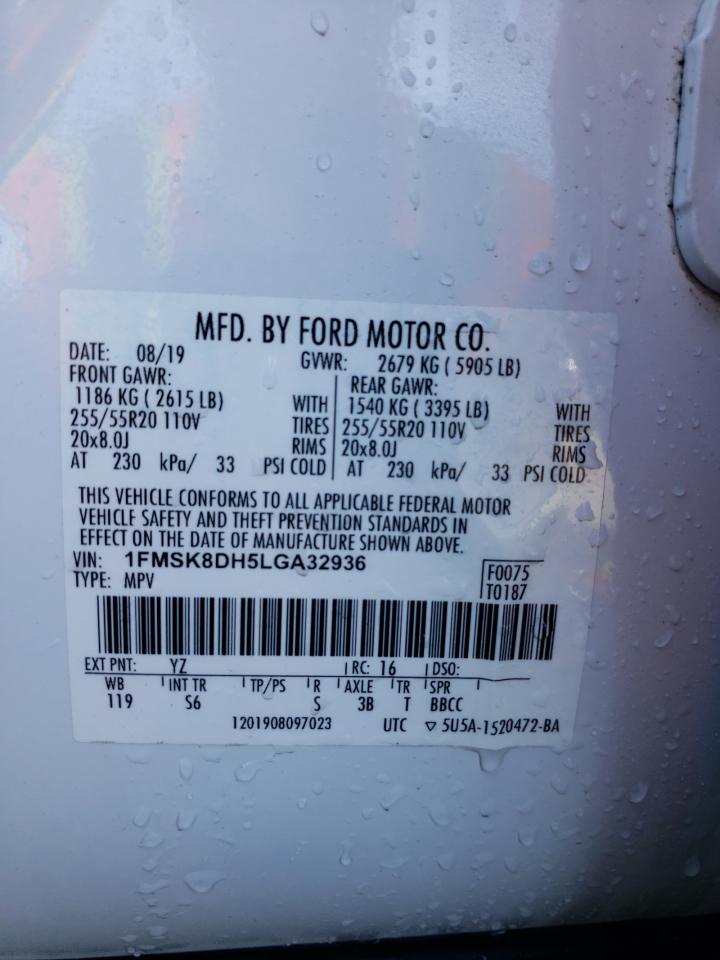 VIN 1FMSK8DH5LGA32936 2020 FORD EXPLORER no.14