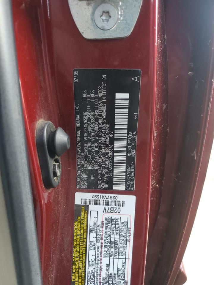 2005 Toyota Sienna Ce VIN: 5TDZA23C75S366676 Lot: 74825894