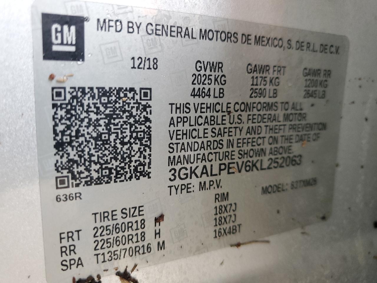 3GKALPEV6KL252063 2019 GMC Terrain Slt