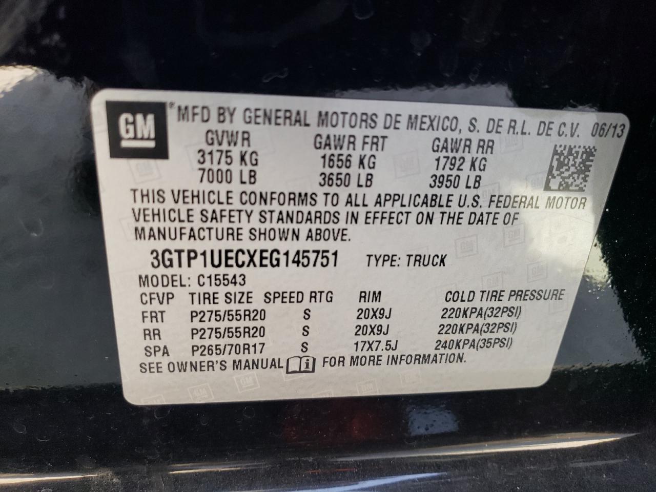 3GTP1UECXEG145751 2014 GMC Sierra C1500 Sle