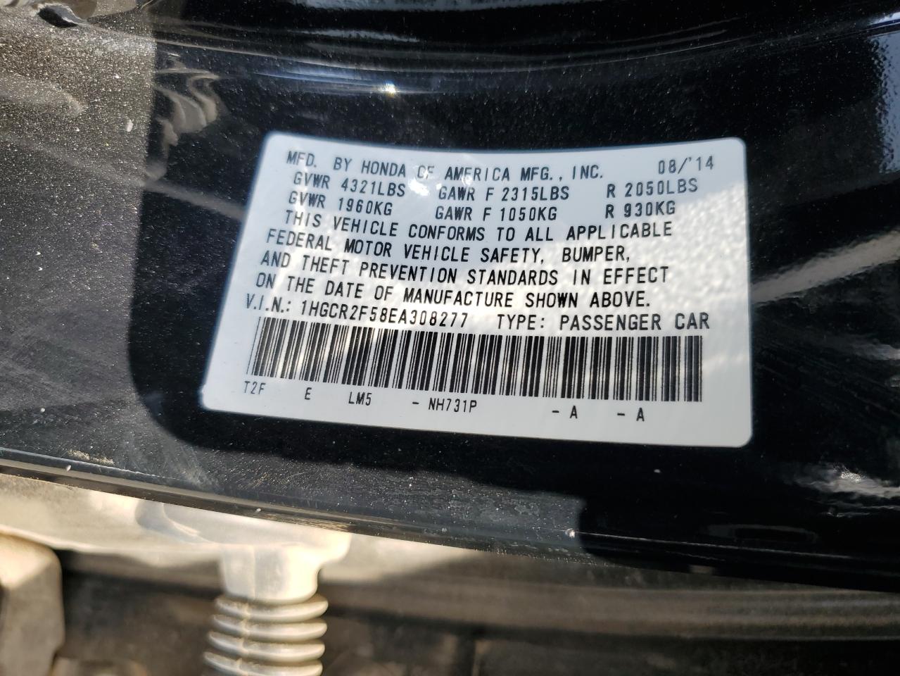 1HGCR2F58EA308277 2014 Honda Accord Sport