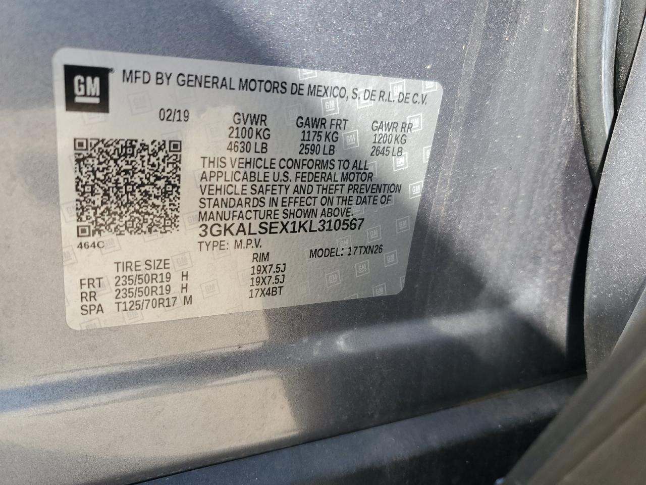 3GKALSEX1KL310567 2019 GMC Terrain Denali