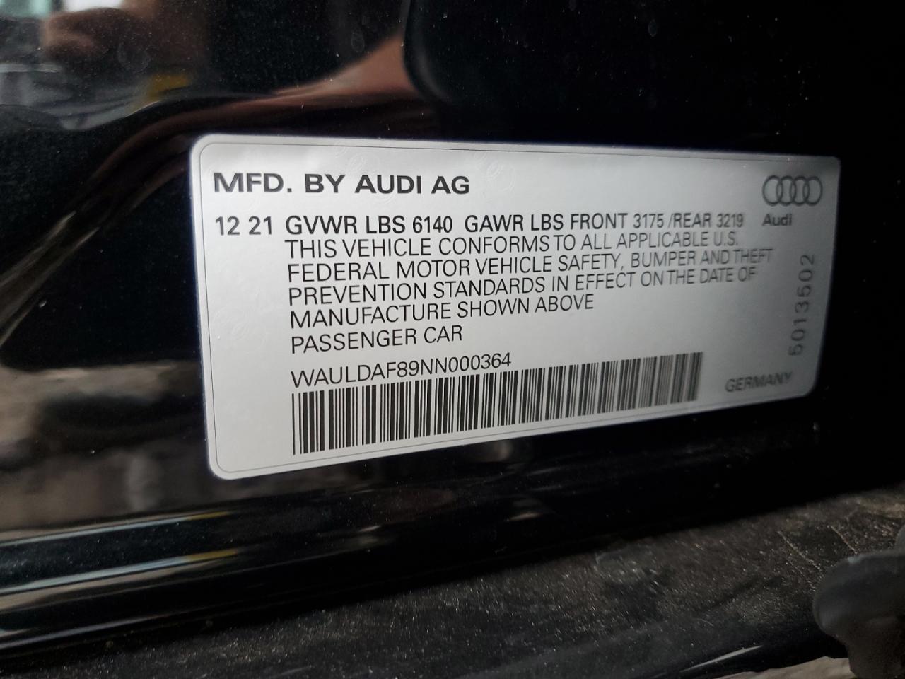 WAULDAF89NN000364 2022 Audi A8 L