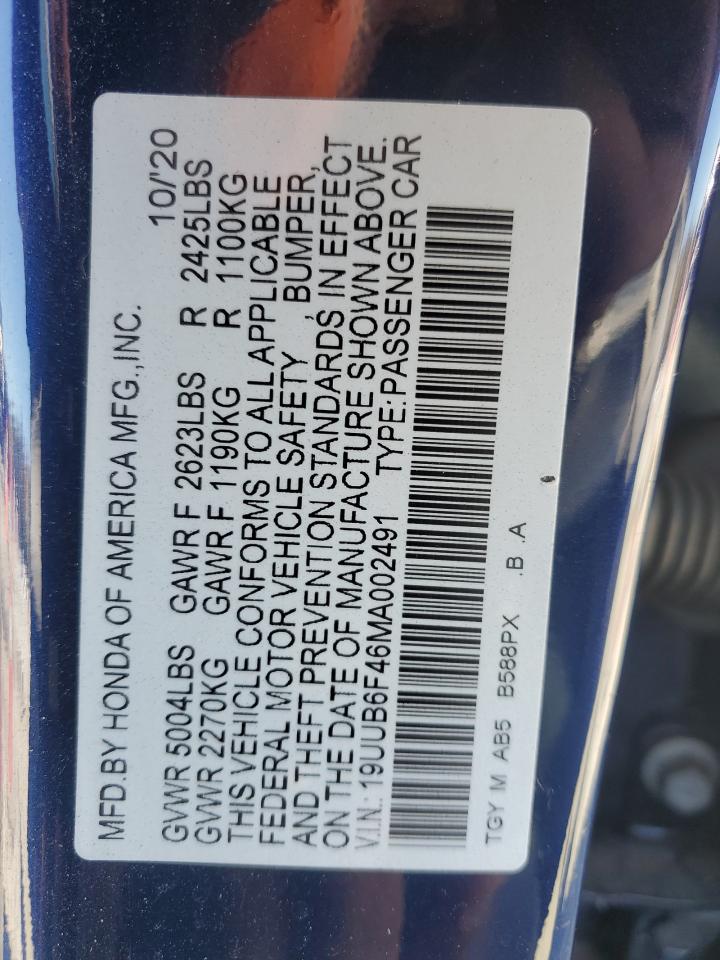 19UUB6F46MA002491 2021 Acura Tlx Technology