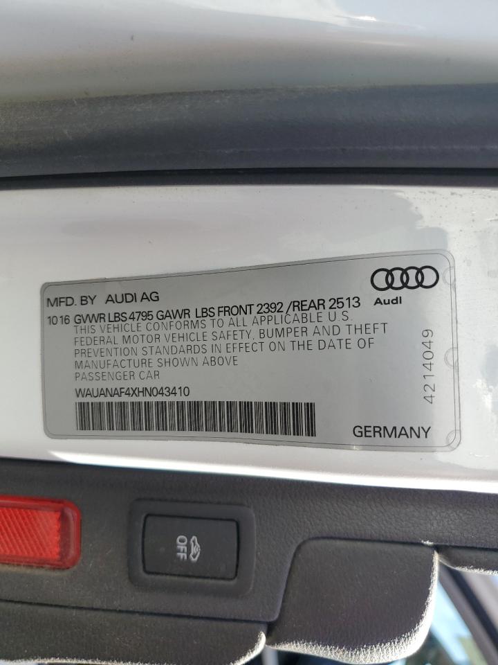 WAUANAF4XHN043410 2017 Audi A4 Premium