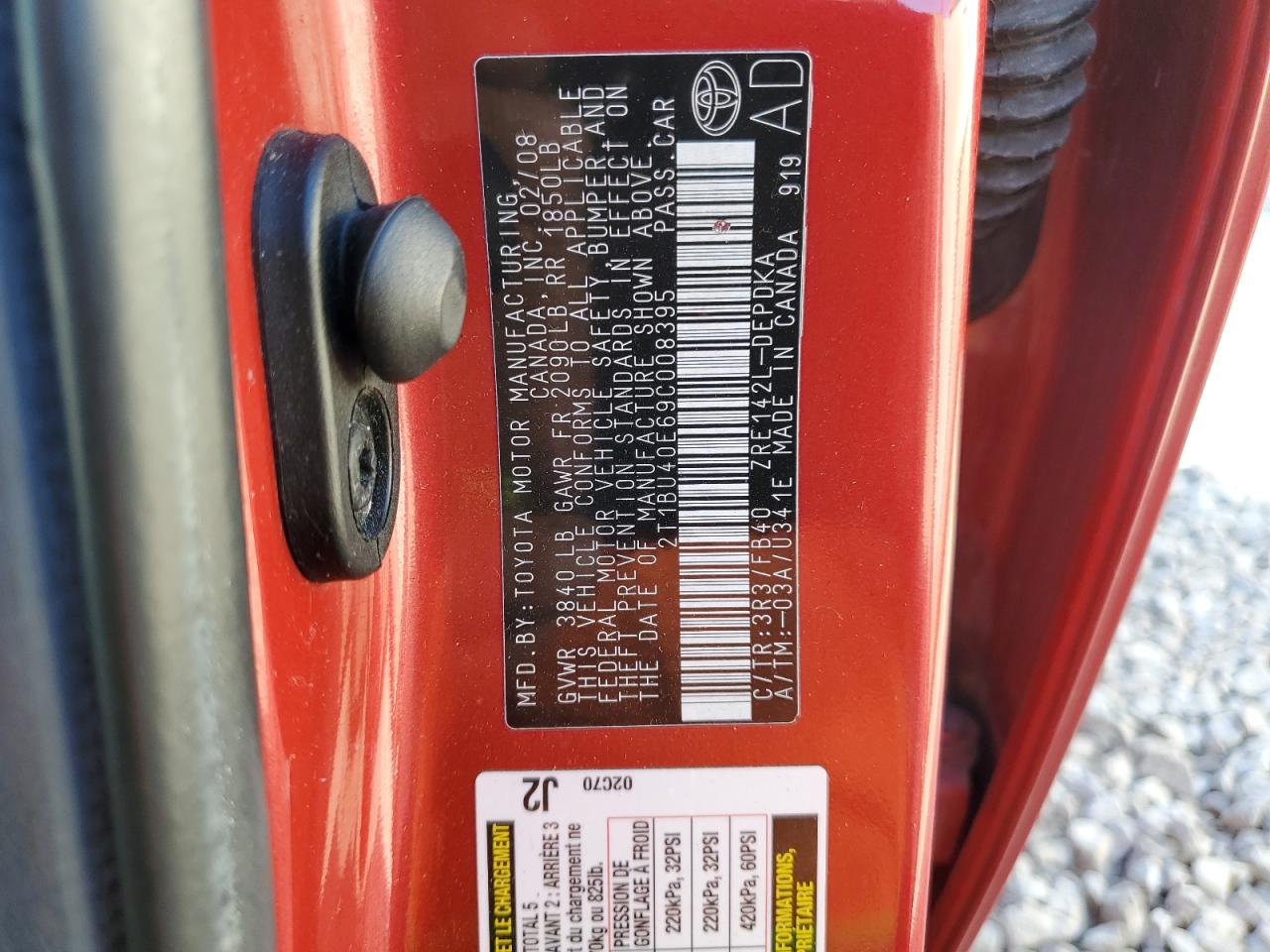 2009 Toyota Corolla Base VIN: 2T1BU40E69C008395 Lot: 75874494