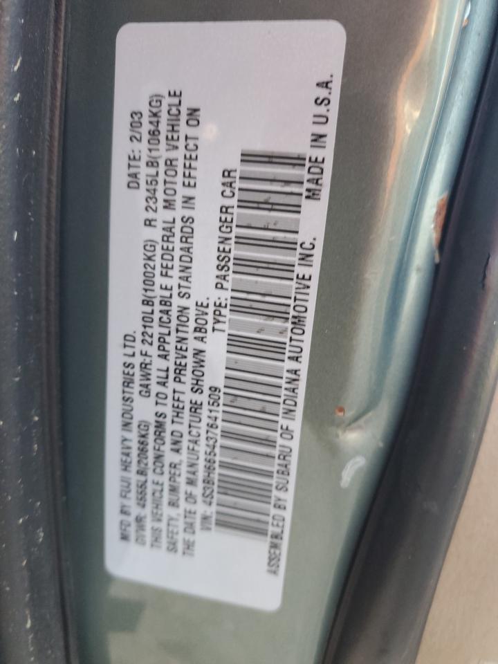 4S3BH665437641509 2003 Subaru Legacy Outback