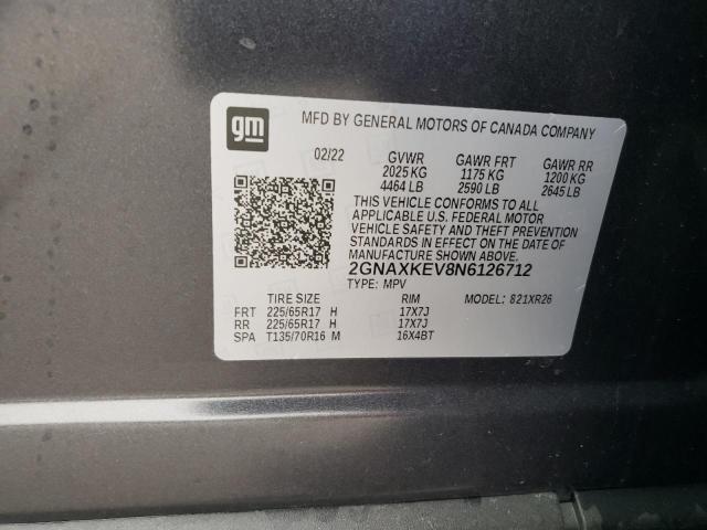 2GNAXKEV8N6126712 Chevrolet Equinox LT 13