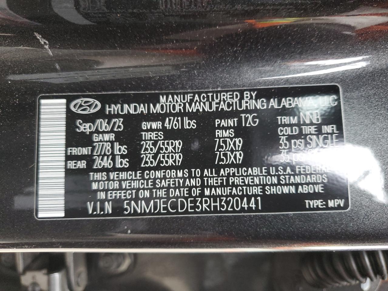 2024 Hyundai Tucson Limited VIN: 5NMJECDE3RH320441 Lot: 76597844