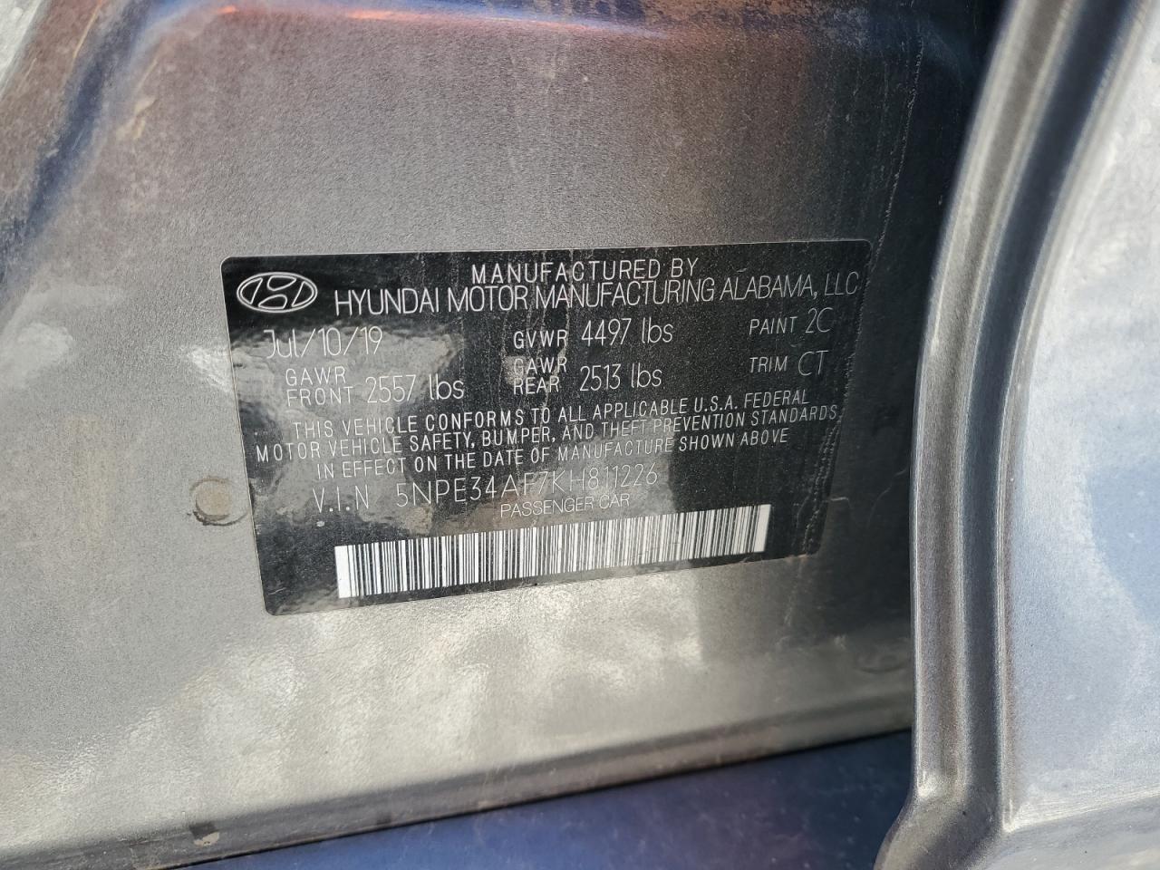 5NPE34AF7KH811226 2019 Hyundai Sonata Limited