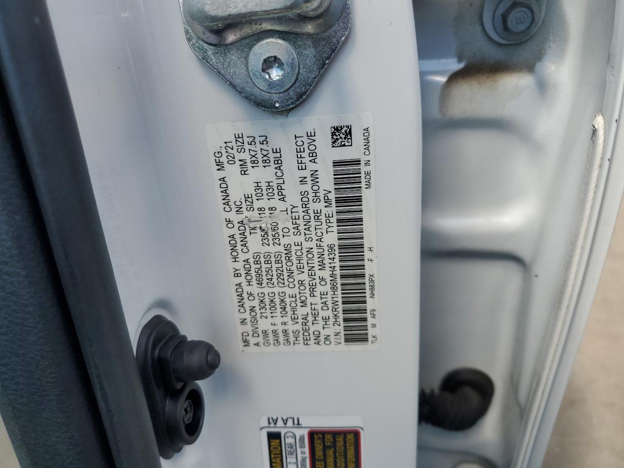 2HKRW1H86MH414396 2021 Honda Cr-V Exl