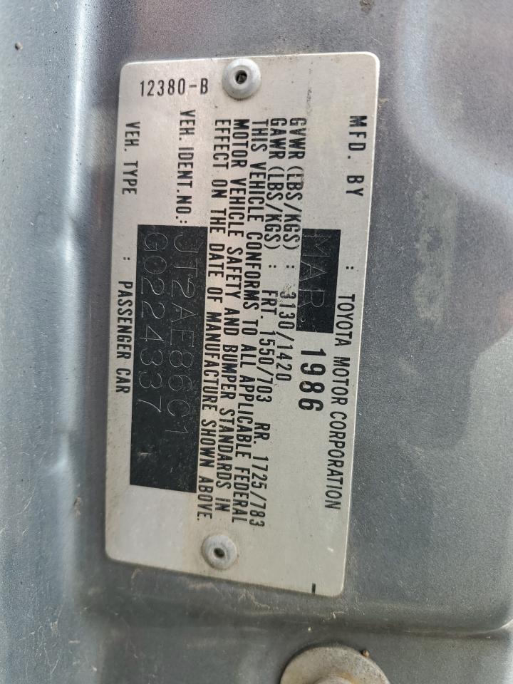 JT2AE86C1G0224337 1986 Toyota Corolla Sport Sr5 JT2AE86C1G0224337 1986 Toyota Corolla Sport Sr5