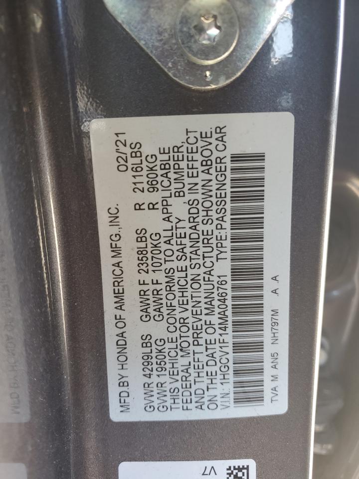 1HGCV1F14MA046761 2021 Honda Accord Lx