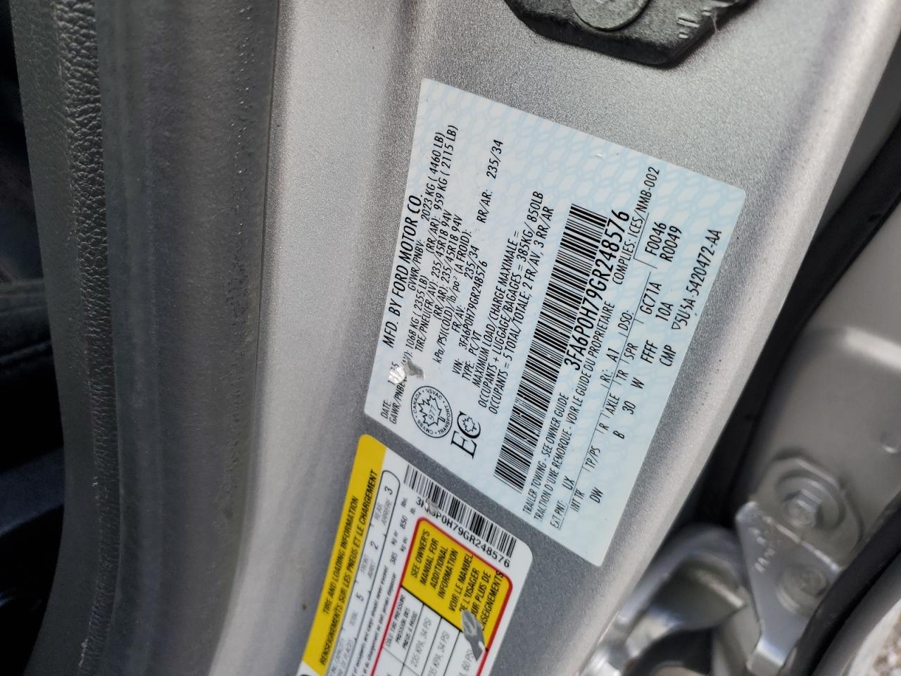 3FA6P0H79GR248576 2016 Ford Fusion Se