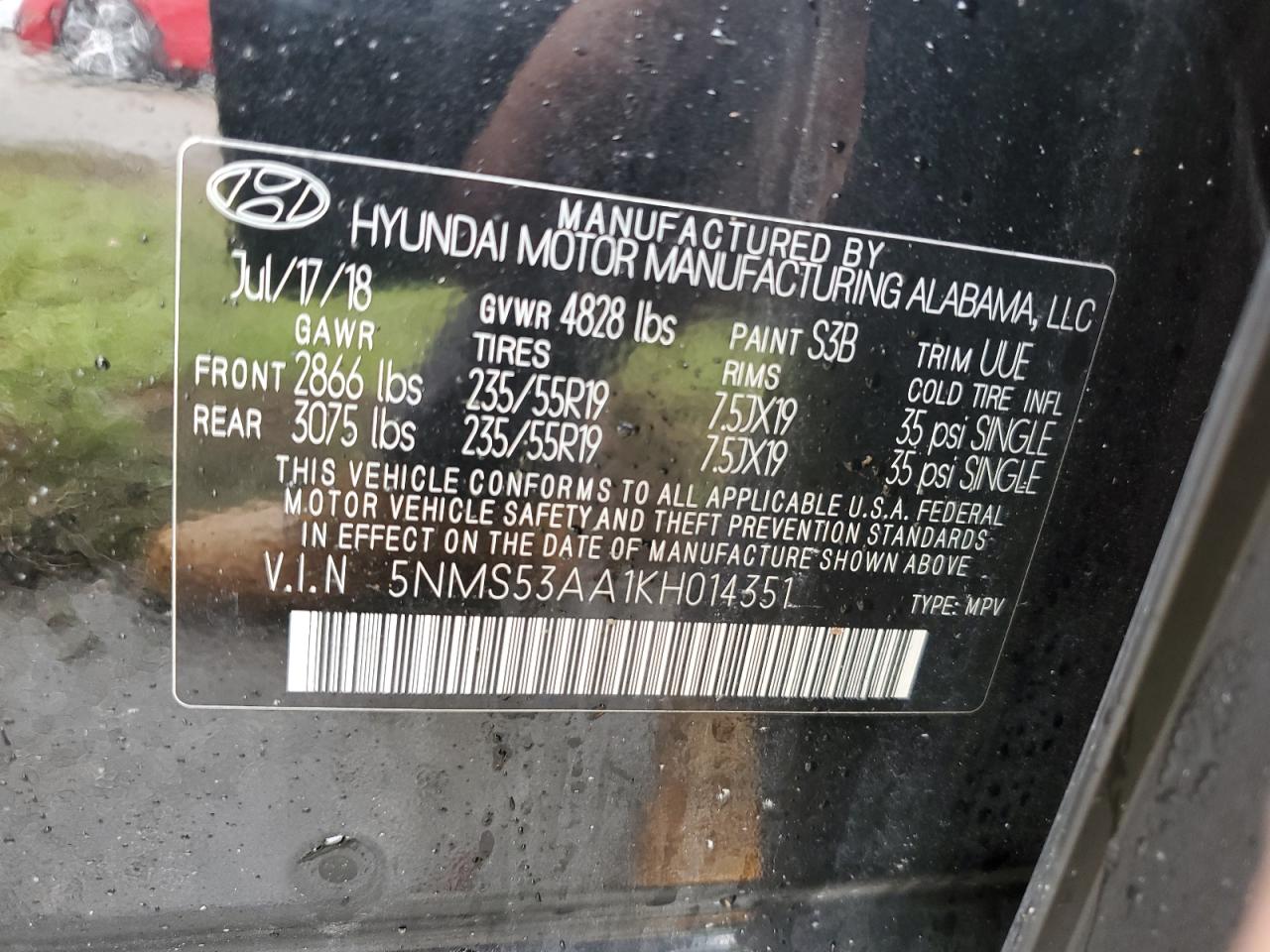 5NMS53AA1KH014351 2019 HYUNDAI SANTA FE - Image 14