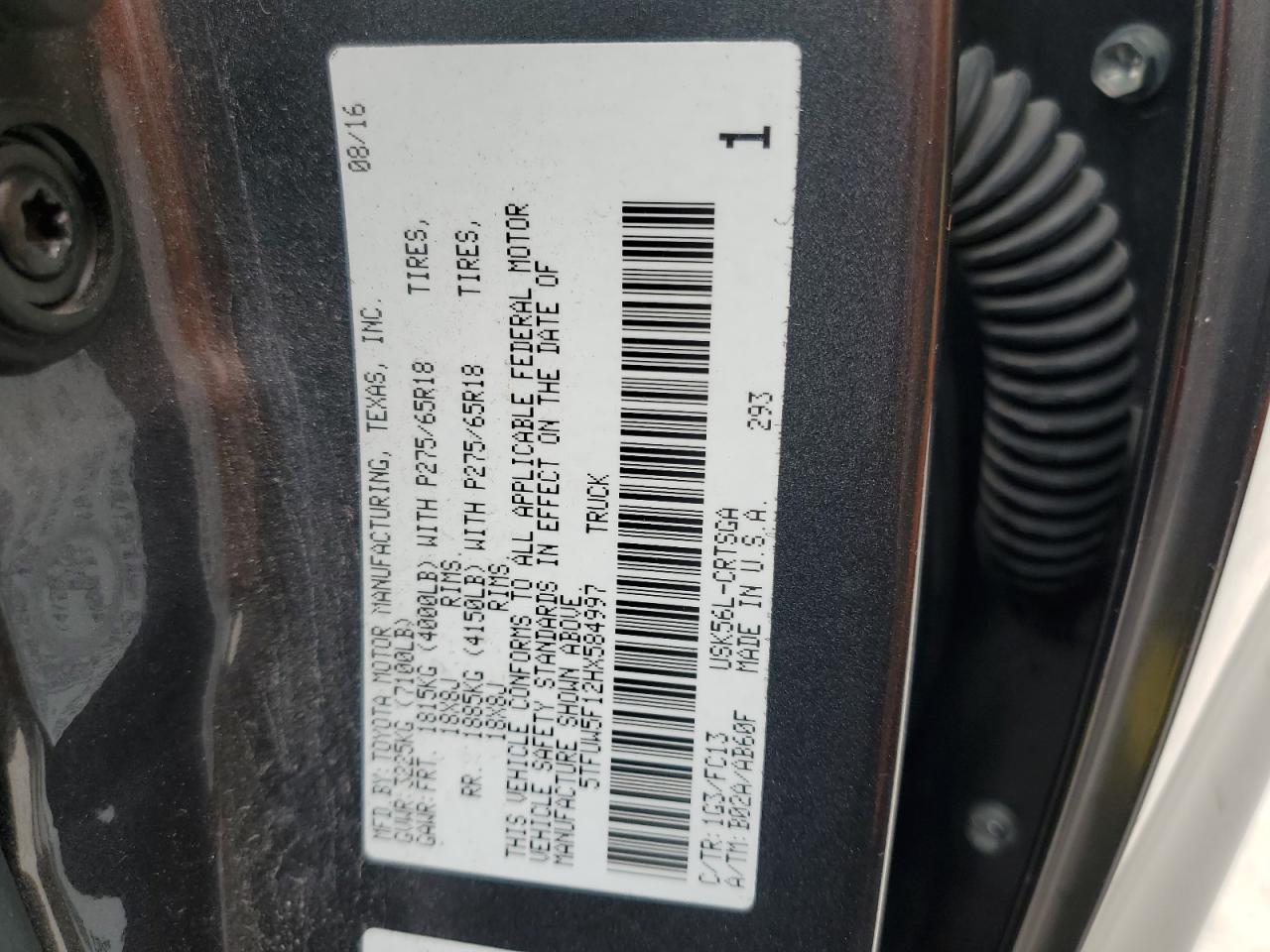 5TFUW5F12HX584997 2017 Toyota Tundra Double Cab Sr