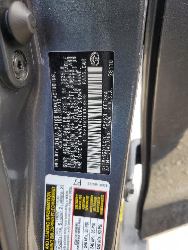 4T1BF1FK4CU078599 2012 Toyota Camry Base