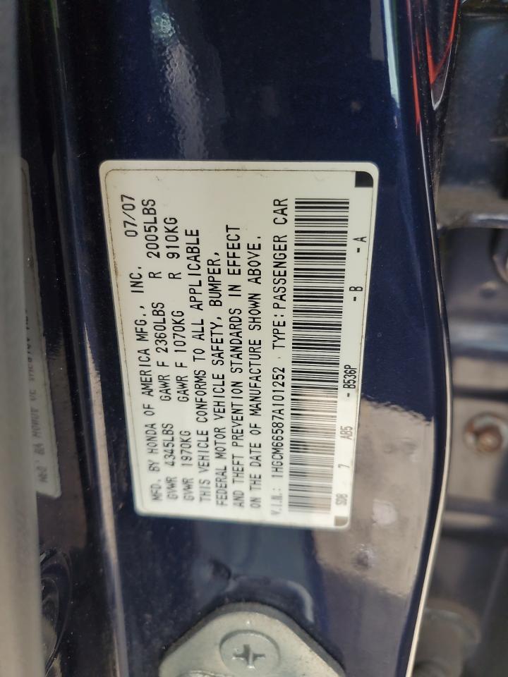 1HGCM66587A101252 2007 Honda Accord Ex