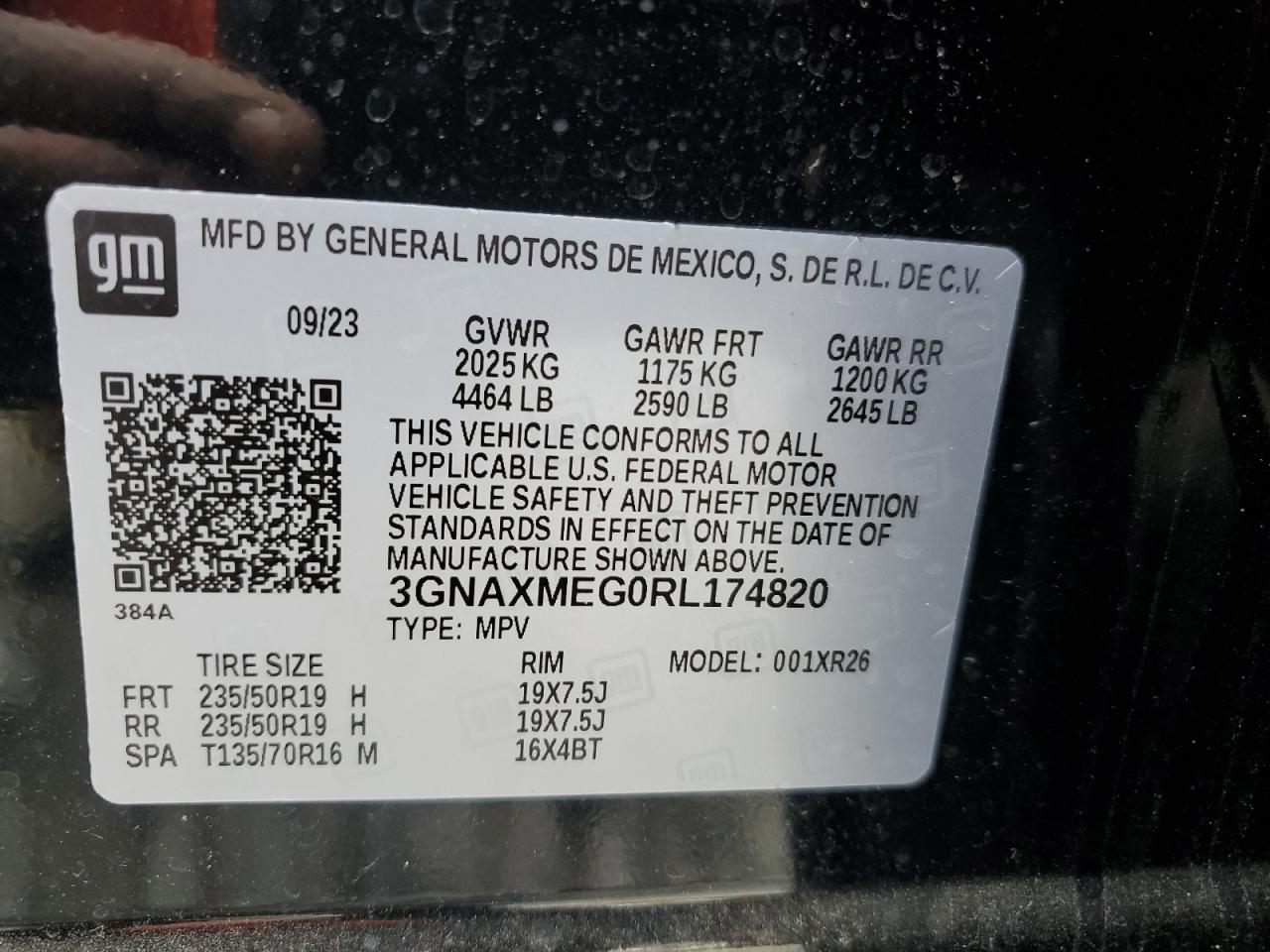 3GNAXMEG0RL174820 2024 Chevrolet Equinox Rs