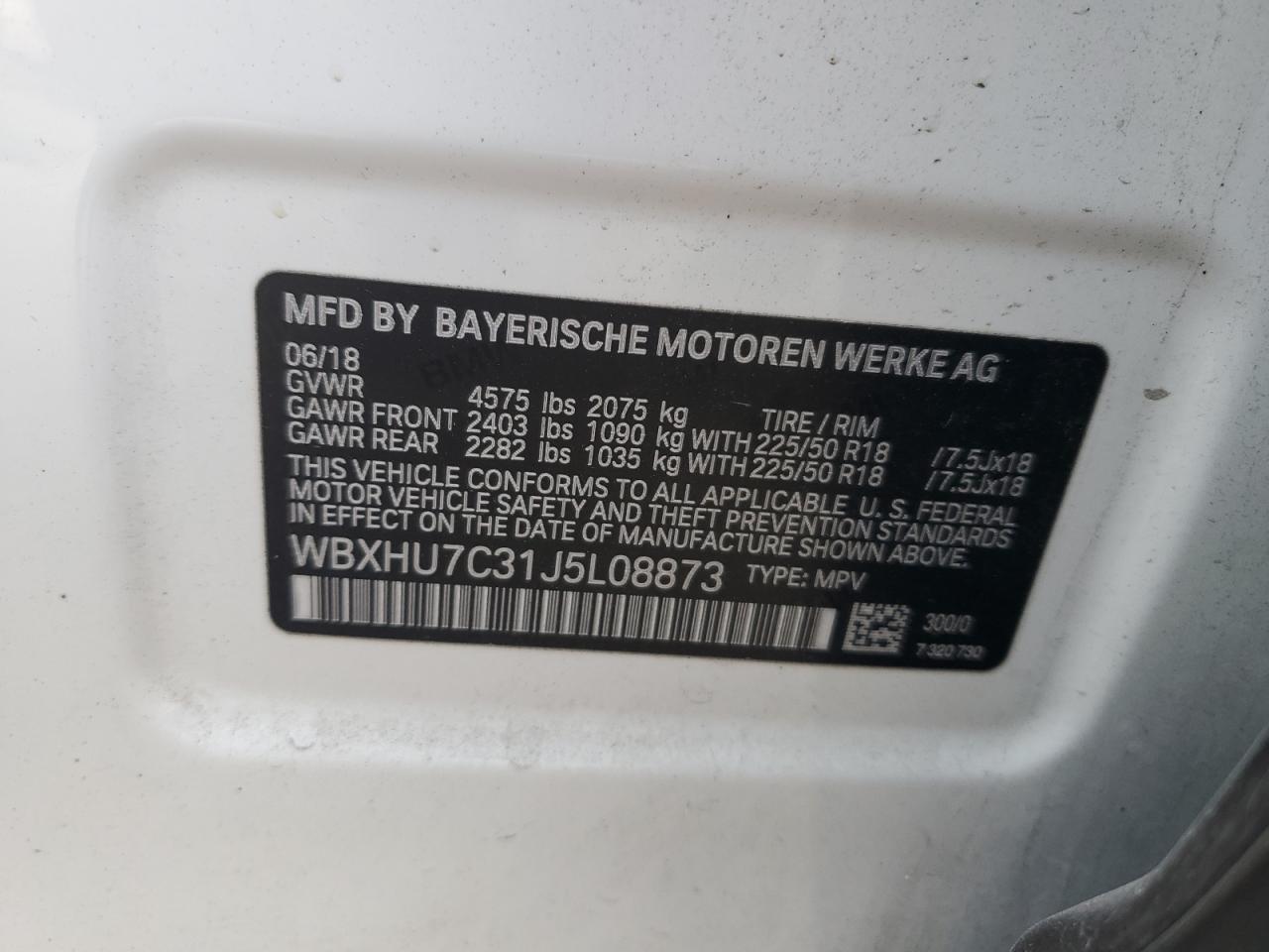 VIN WBXHU7C31J5L08873 2018 BMW X1 no.14