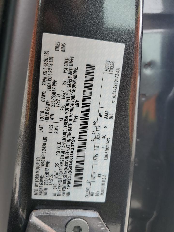 1FMCU0GD4KUA33794 2019 Ford Escape Se