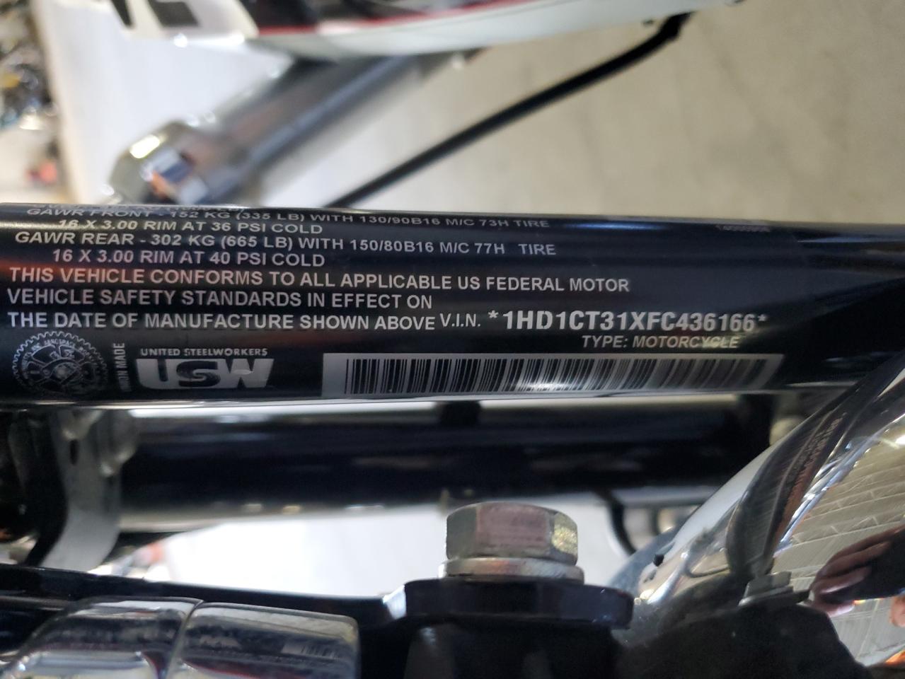 2015 Harley-Davidson Xl1200 C VIN: 1HD1CT31XFC436166 Lot: 74471054