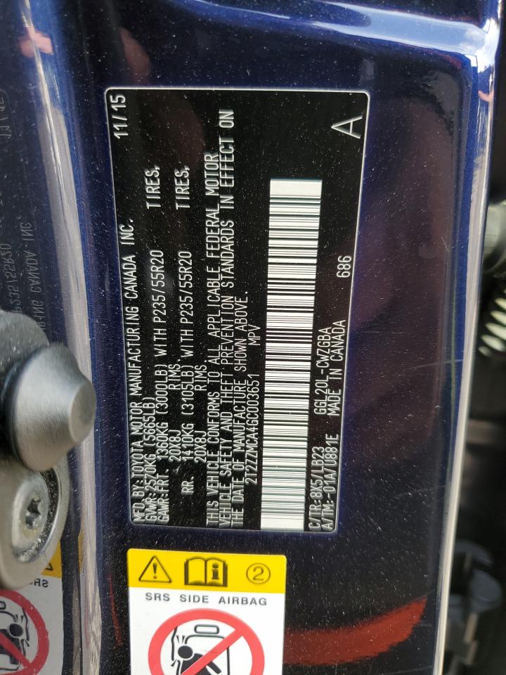 2016 Lexus Rx 350 VIN: 2T2ZZMCA4GC003651 Lot: 77334784