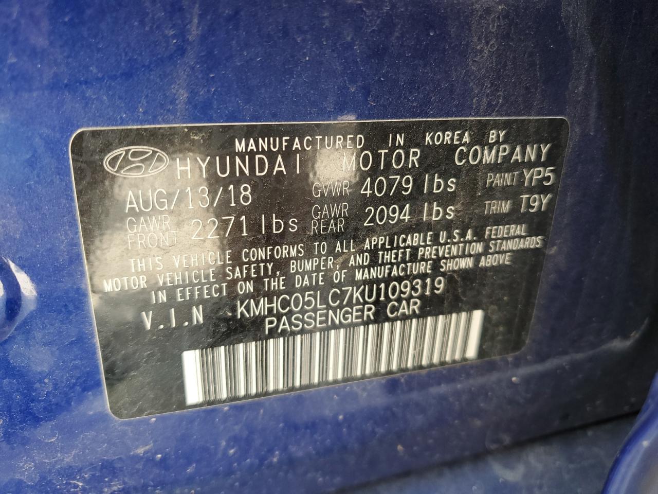 2019 Hyundai Ioniq Limited VIN: KMHC05LC7KU109319 Lot: 74217584