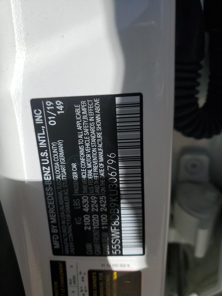 2019 Mercedes-Benz C 300 VIN: 55SWF8DB9KU306796 Lot: 75309044