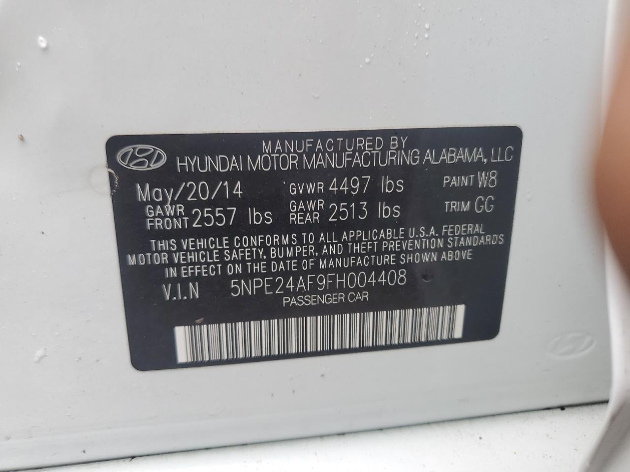 5NPE24AF9FH004408 2015 Hyundai Sonata Se