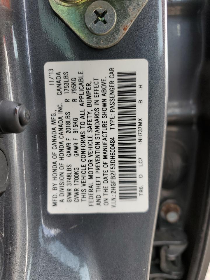 2HGFB2F53DH600484 2013 Honda Civic Lx