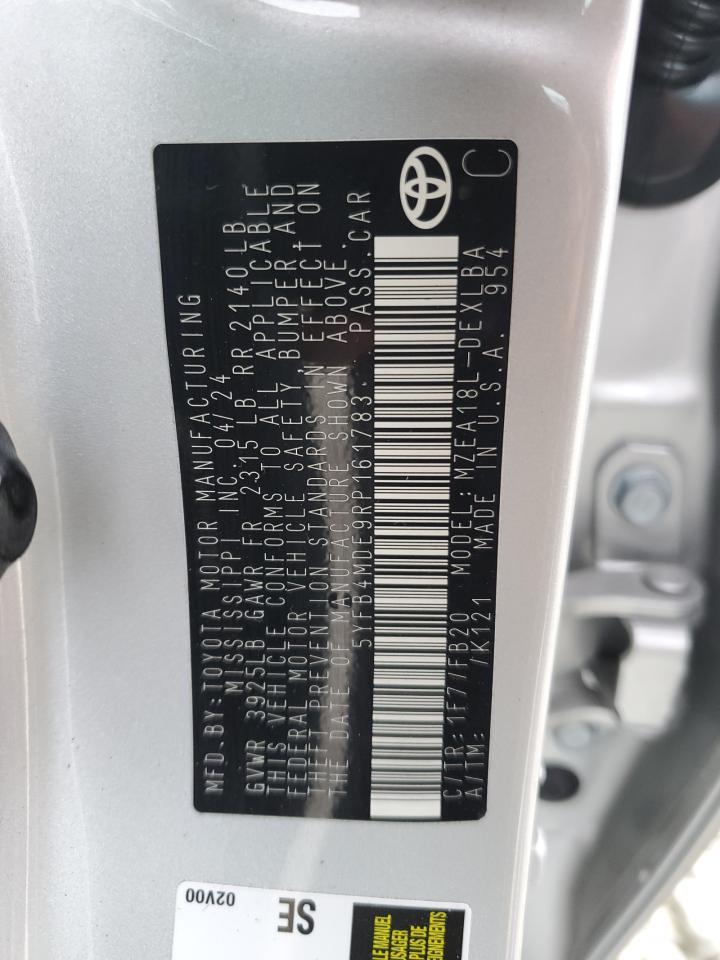 2024 Toyota Corolla Le VIN: 5YFB4MDE9RP161783 Lot: 78260324