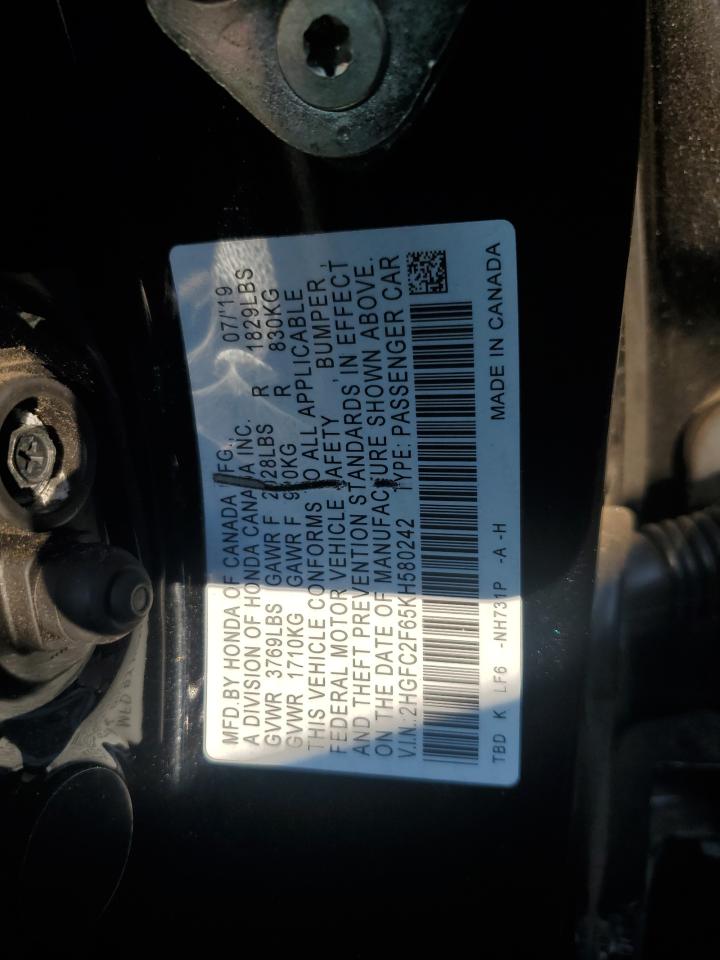 2HGFC2F65KH580242 2019 Honda Civic Lx