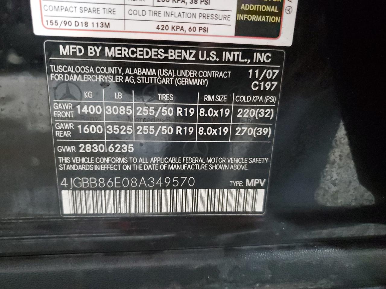 4JGBB86E08A349570 2008 Mercedes-Benz Ml 350