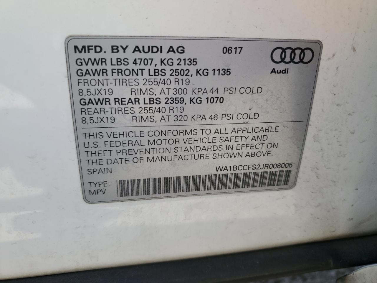 2018 Audi Q3 Premium VIN: WA1BCCFS2JR008005 Lot: 75773924