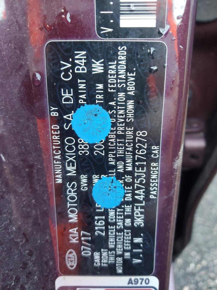 2018 Kia Forte Lx VIN: 3KPFL4A75JE176278 Lot: 74313084