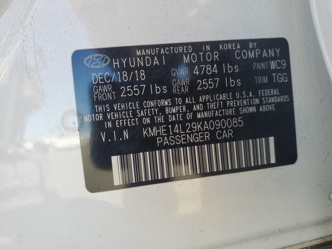 2019 Hyundai Sonata Plug-In Hybrid VIN: KMHE14L29KA090085 Lot: 74717774