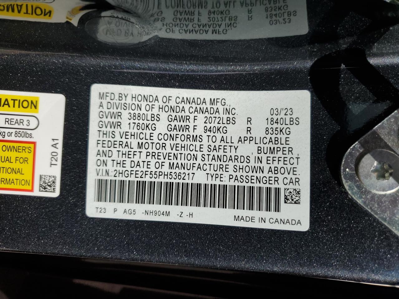 2HGFE2F55PH536217 2023 HONDA CIVIC - Image 13