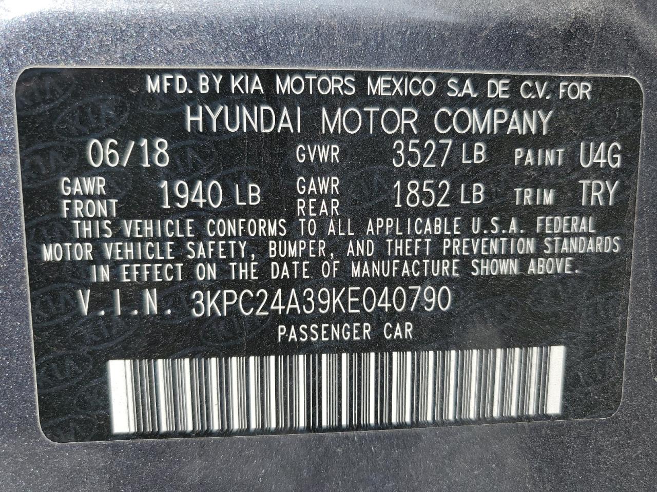 VIN 3KPC24A39KE040790 2019 HYUNDAI ACCENT no.13