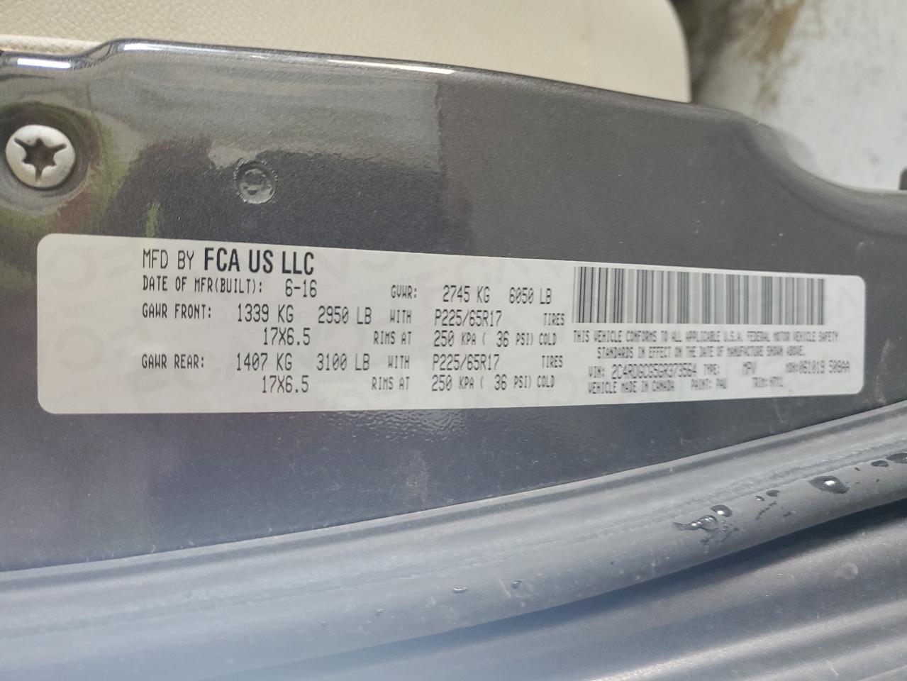 2016 Dodge Grand Caravan Sxt VIN: 2C4RDGCG5GR373564 Lot: 75885634