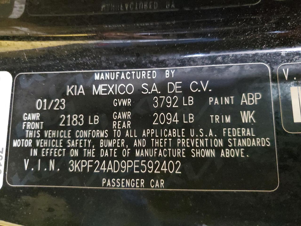 3KPF24AD9PE592402 2023 Kia Forte Lx