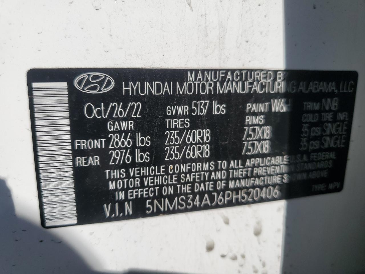 5NMS34AJ6PH520406 2023 Hyundai Santa Fe Sel Premium