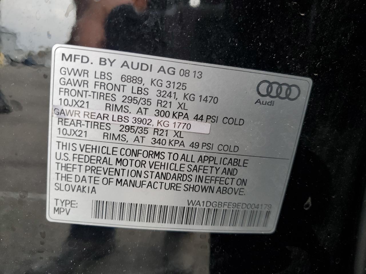 2014 Audi Q7 Prestige VIN: WA1DGBFE9ED004179 Lot: 78647454