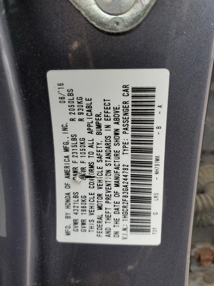 1HGCR2F83GA244792 2016 Honda Accord Exl