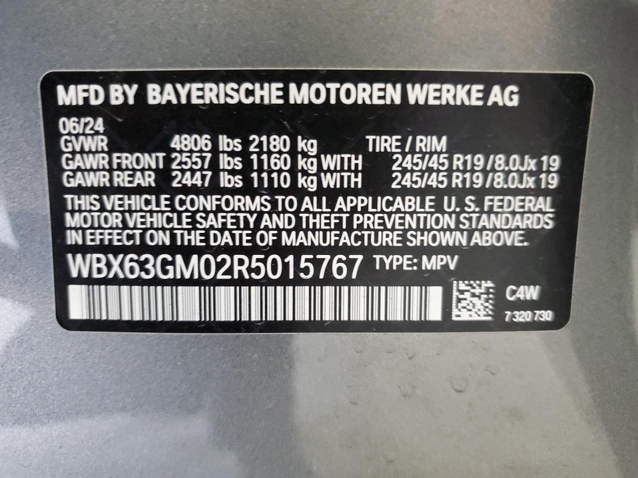 2024 BMW X2 xDrive28I VIN: WBX63GM02R5015767 Lot: 74316694