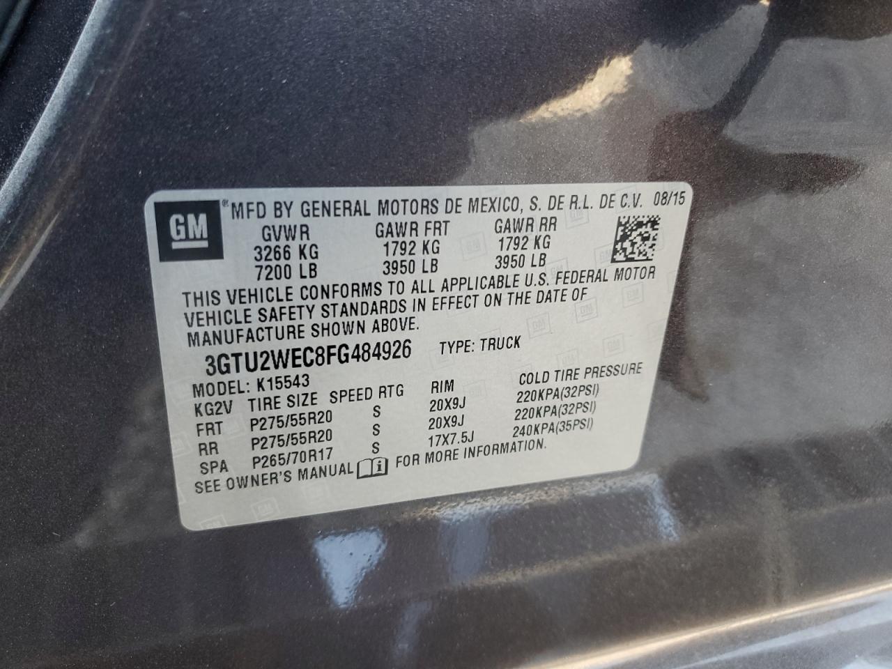 3GTU2WEC8FG484926 2015 GMC Sierra K1500 Denali