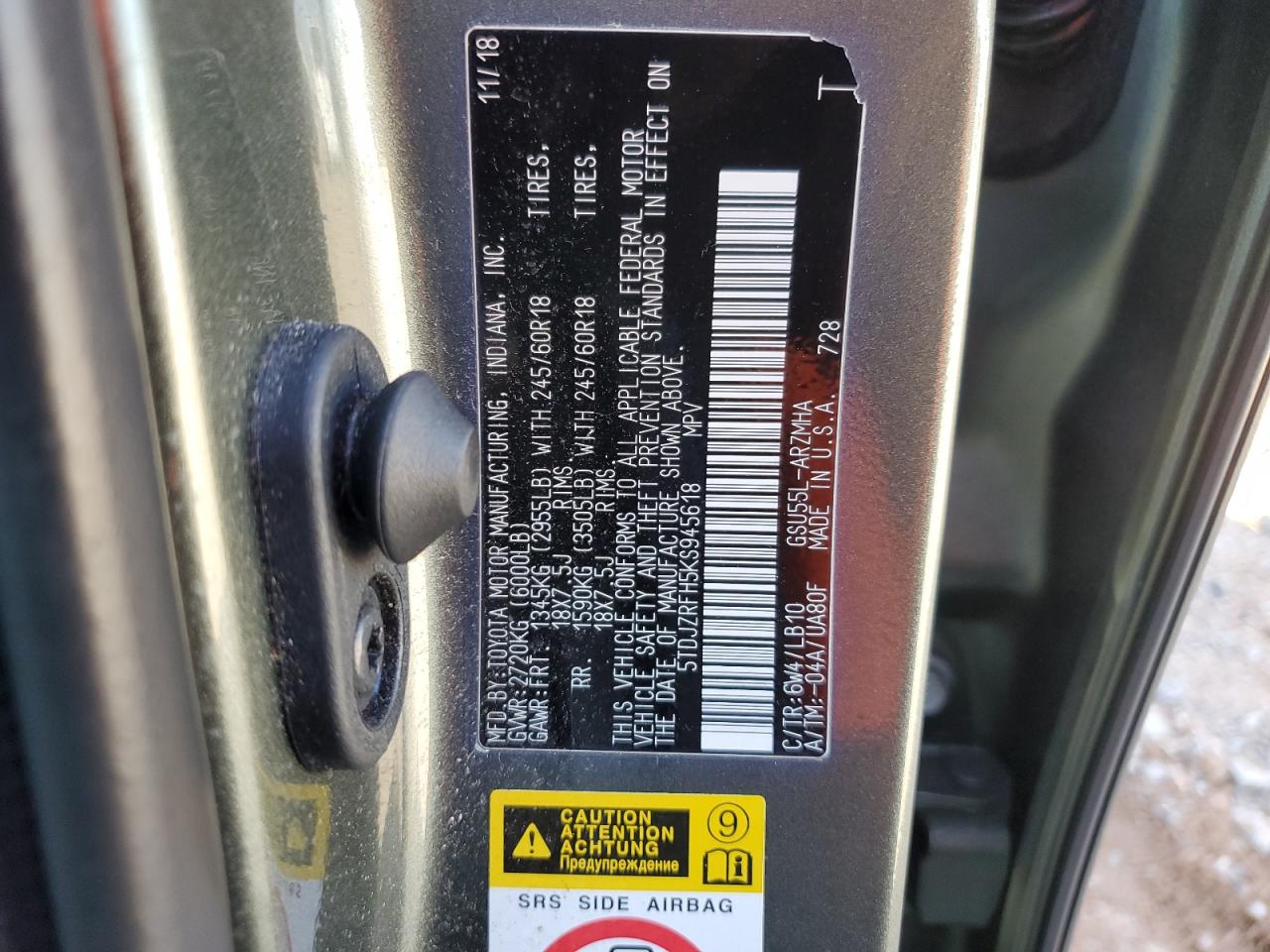 5TDJZRFH5KS945618 2019 TOYOTA HIGHLANDER - Image 13